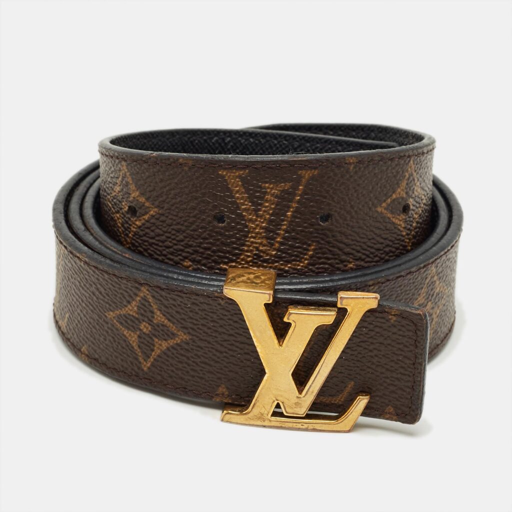 Louis Vuitton Black Monogram Canvas LV Initiales Reversible Belt 90CM Louis Vuitton Black Monogram Canvas LV Initiales Reversible Belt 90CM