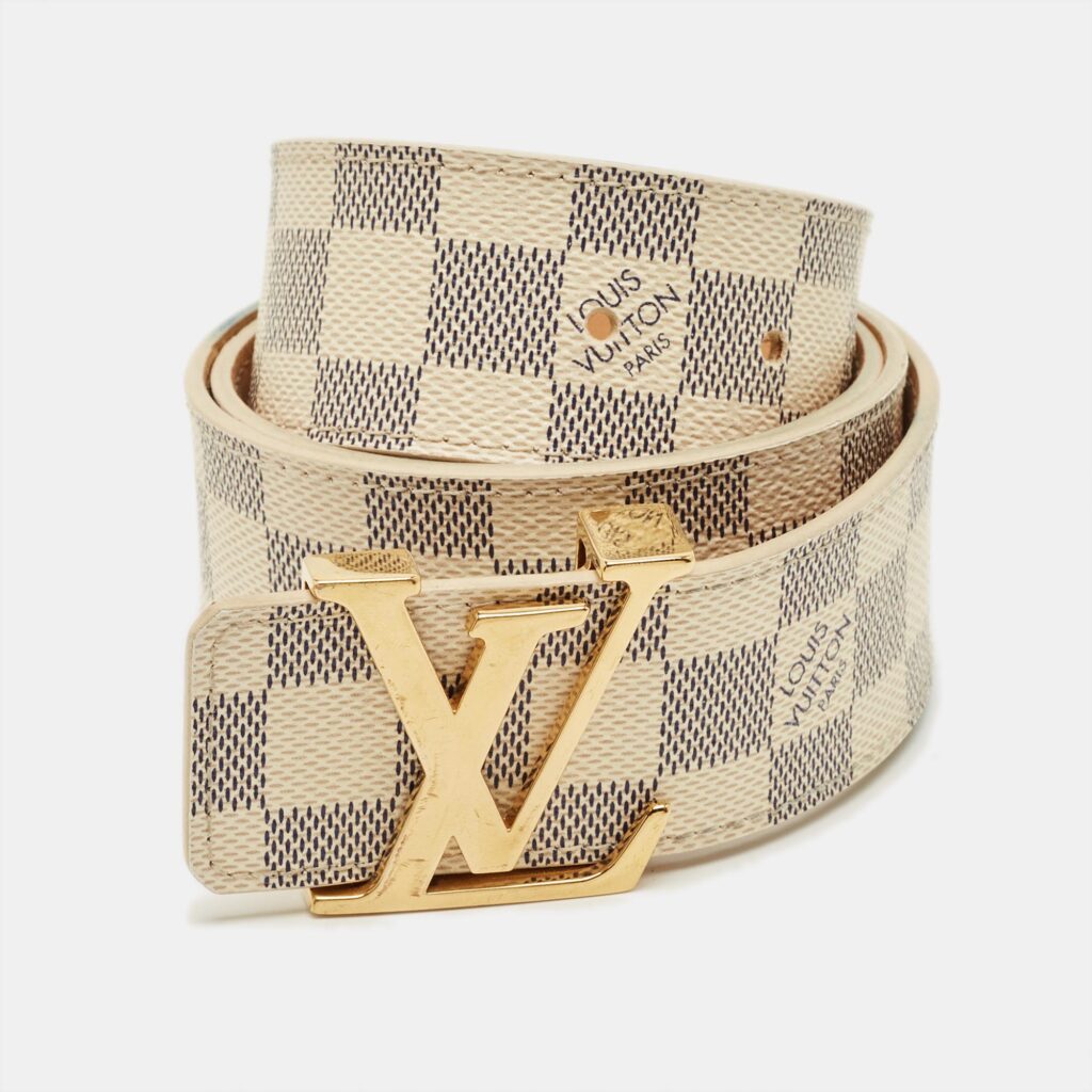 Louis Vuitton Damier Azur Canvas LV Initiales Belt 95CM Louis Vuitton Damier Azur Canvas LV Initiales Belt 95CM