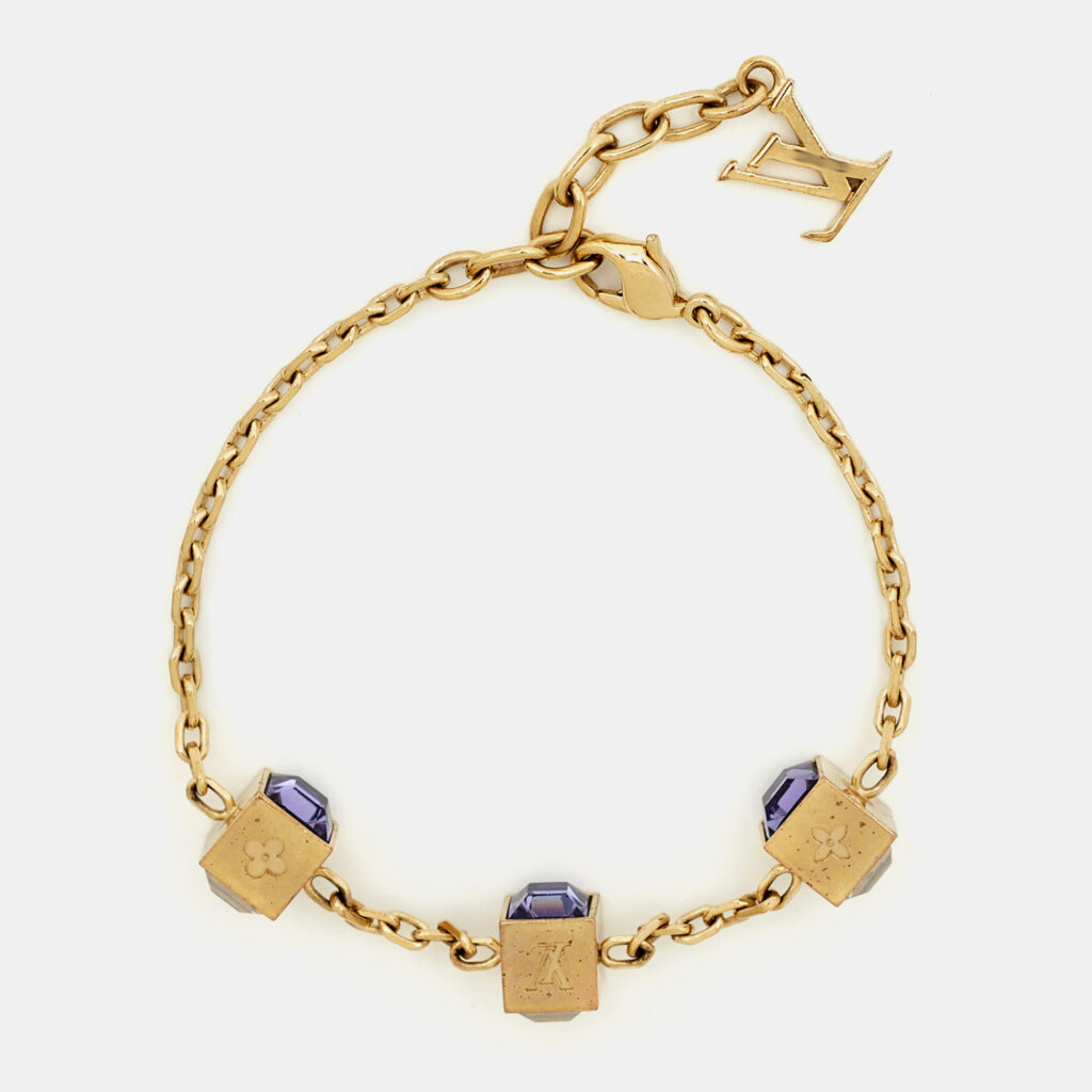 Louis Vuitton Gamble Crystal Gold Tone Bracelet Louis Vuitton Gamble Crystal Gold Tone Bracelet