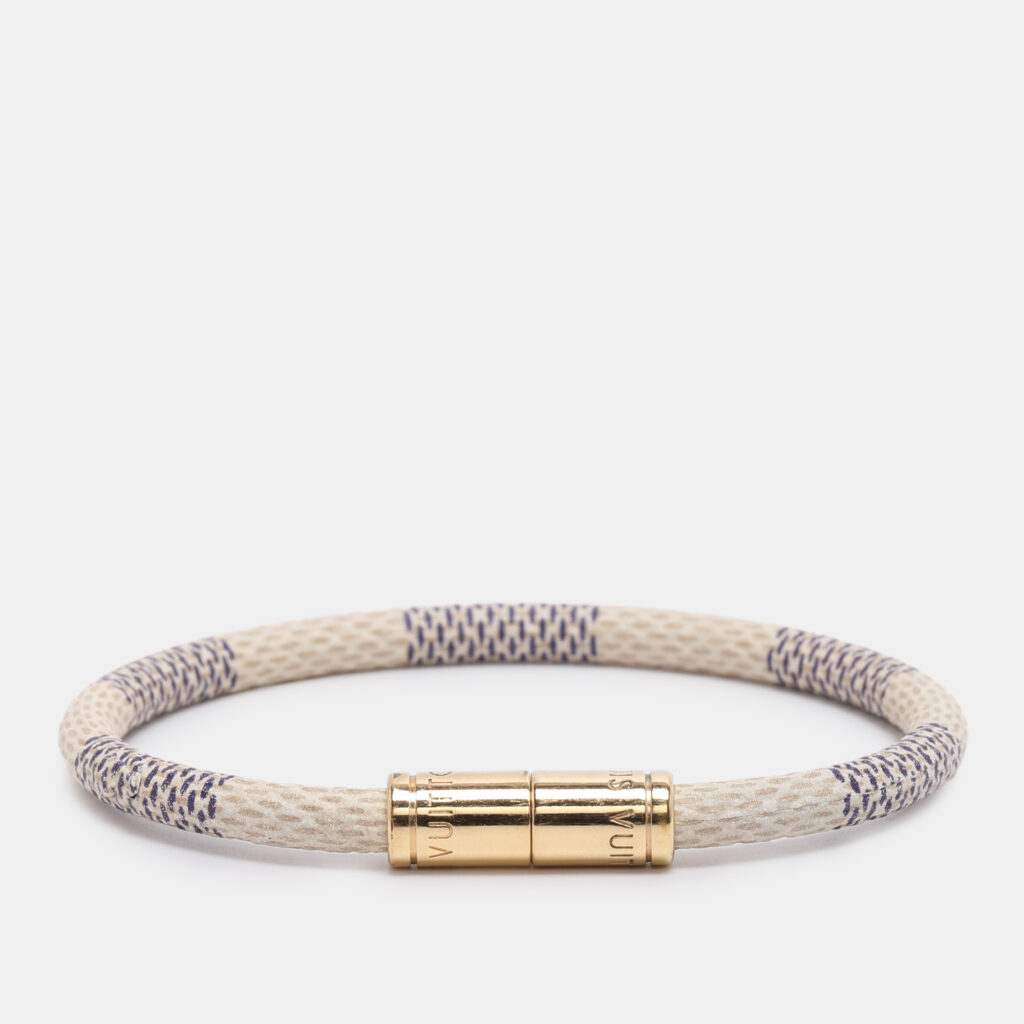 Louis Vuitton Damier Azur Gold Tone Keep It Bracelet Louis Vuitton Damier Azur Gold Tone Keep It Bracelet