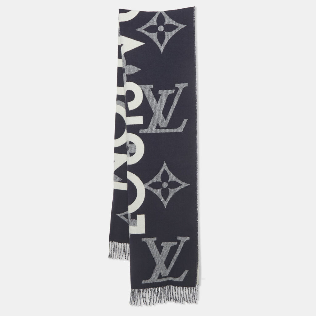 Louis Vuitton Navy Blue/White Monogram Cashmere Stole Louis Vuitton Navy Blue/White Monogram Cashmere Stole