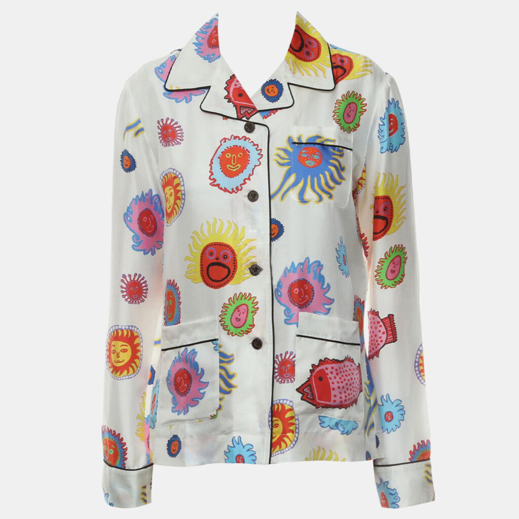Louis Vuitton x Yayoi Kusama Multicolor Silk Printed Pajamas Shirt FR 36 Louis Vuitton x Yayoi Kusama Multicolor Silk Printed Pajamas Shirt FR 36