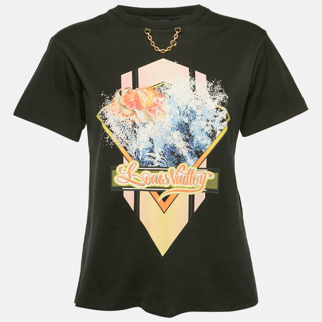 Louis Vuitton Black Printed Jersey Crew Neck T-Shirt XS