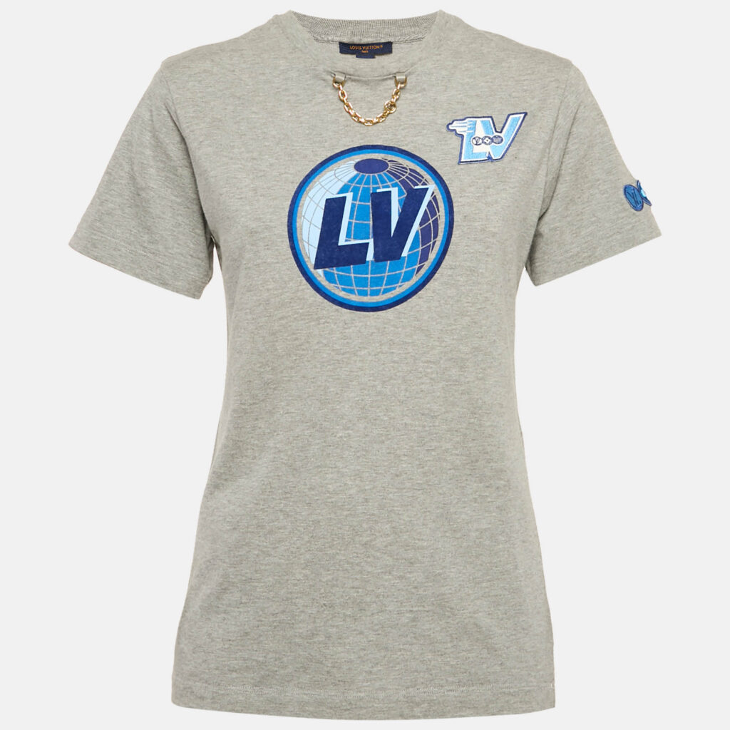 Louis Vuitton Grey Printed Jersey Crew Neck T-Shirt XS Louis Vuitton Grey Printed Jersey Crew Neck T-Shirt XS