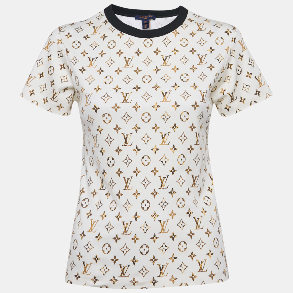 Louis Vuitton Cream Monogram Jersey Crew Neck T-Shirt XS Louis Vuitton Cream Monogram Jersey Crew Neck T-Shirt XS