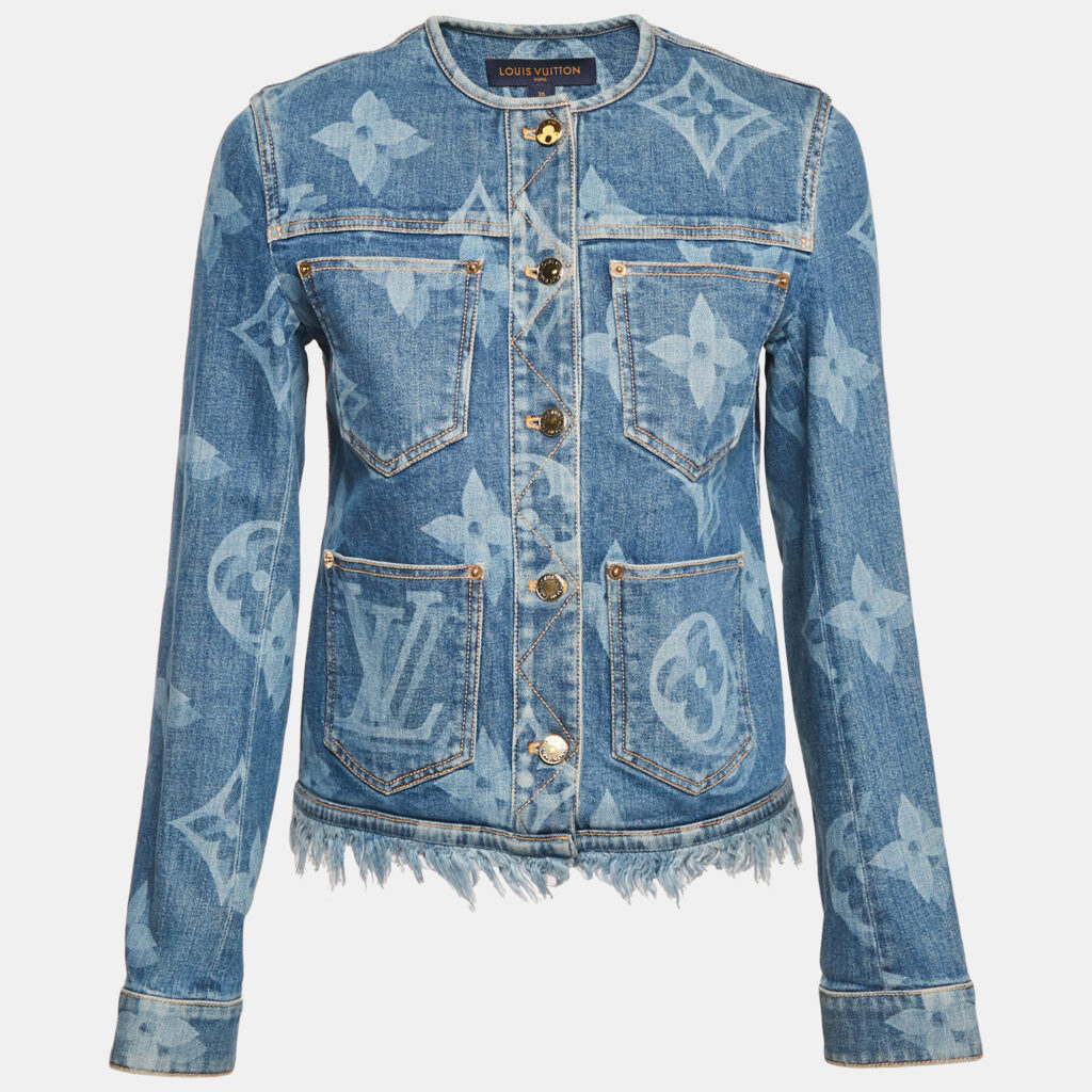 Louis Vuitton Blue Monogram Denim Round Neck Jacket S Louis Vuitton Blue Monogram Denim Round Neck Jacket S