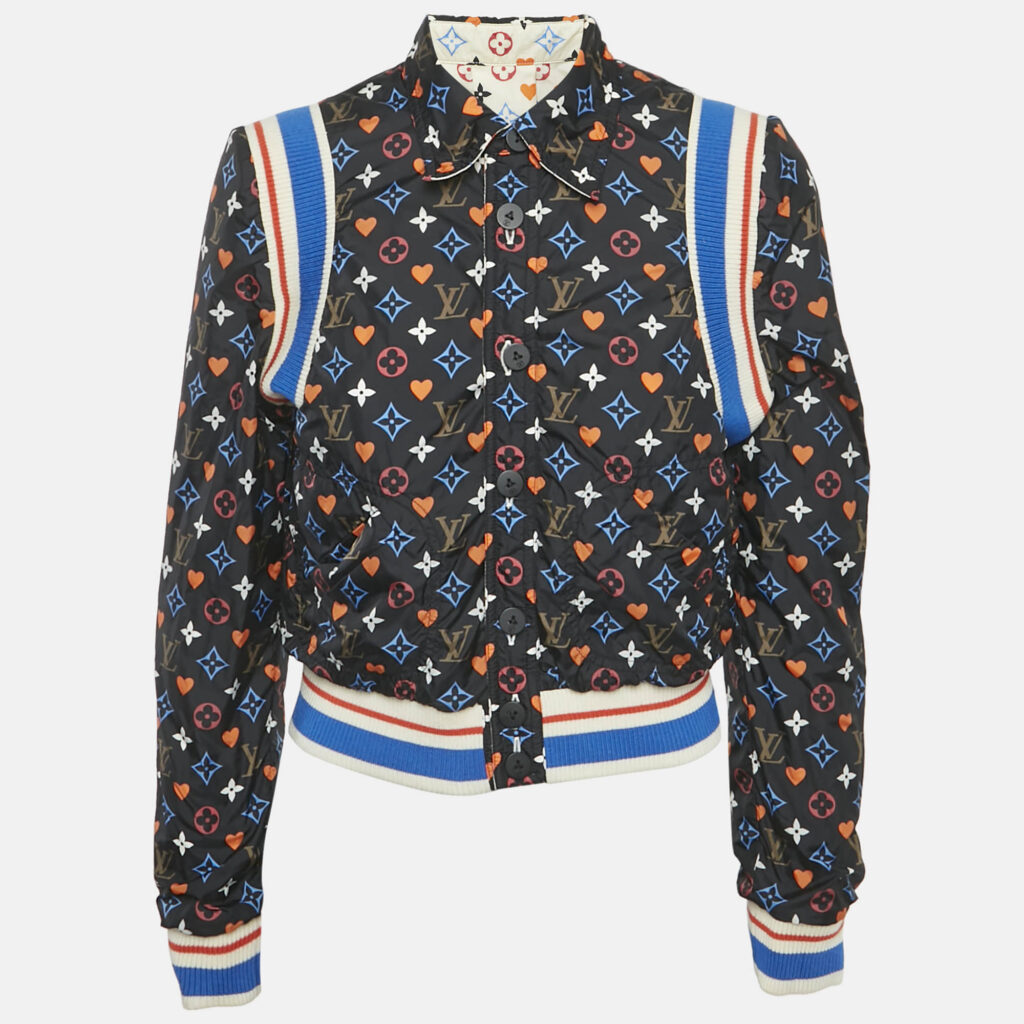 Louis Vuitton White/Black Monogram Nylon Reversible Bomber Jacket M Louis Vuitton White/Black Monogram Nylon Reversible Bomber Jacket M