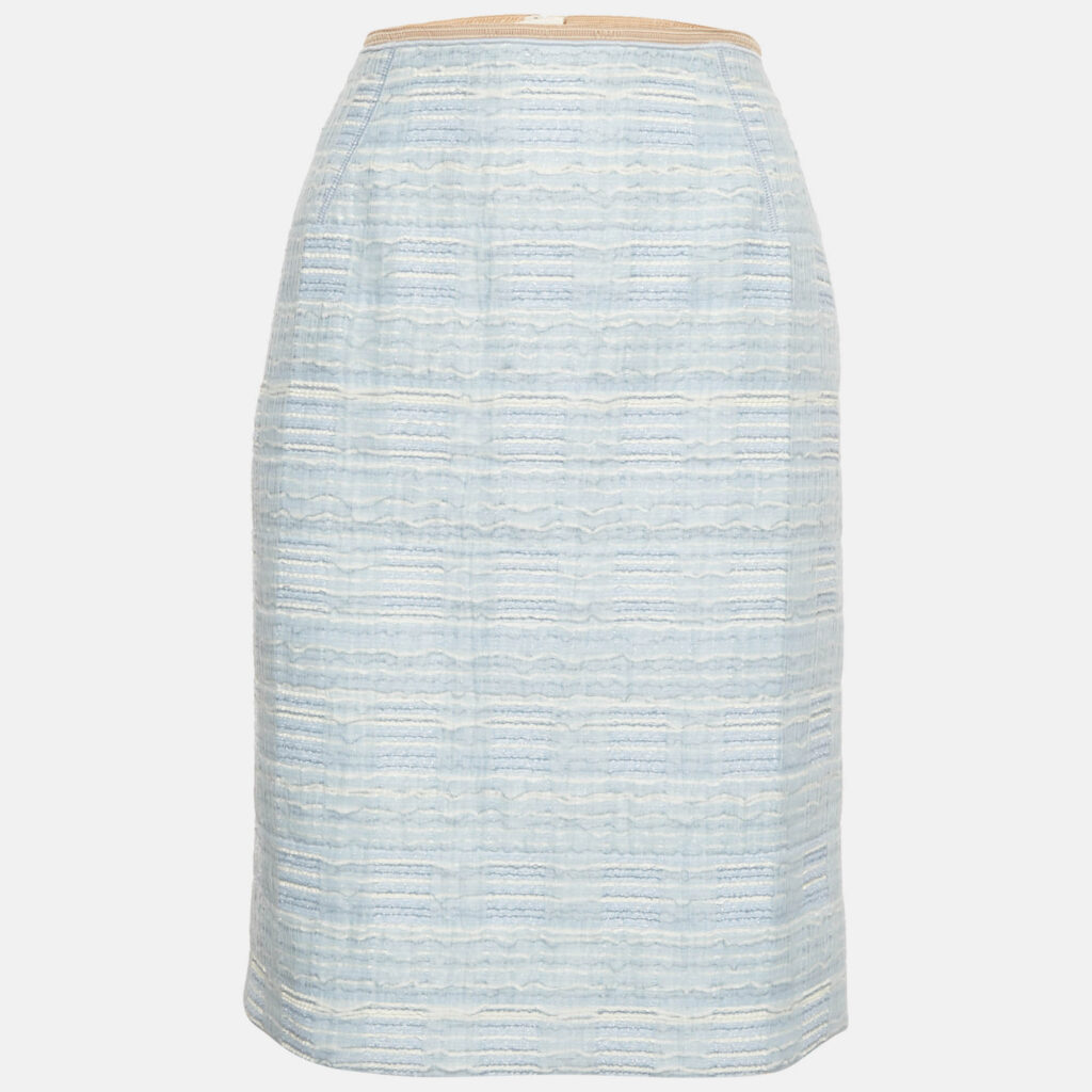 luxury-women-louis-vuitton-used-clothes-p1191769-006.jpg Louis Vuitton Blue Lurex Tweed Pencil Skirt M