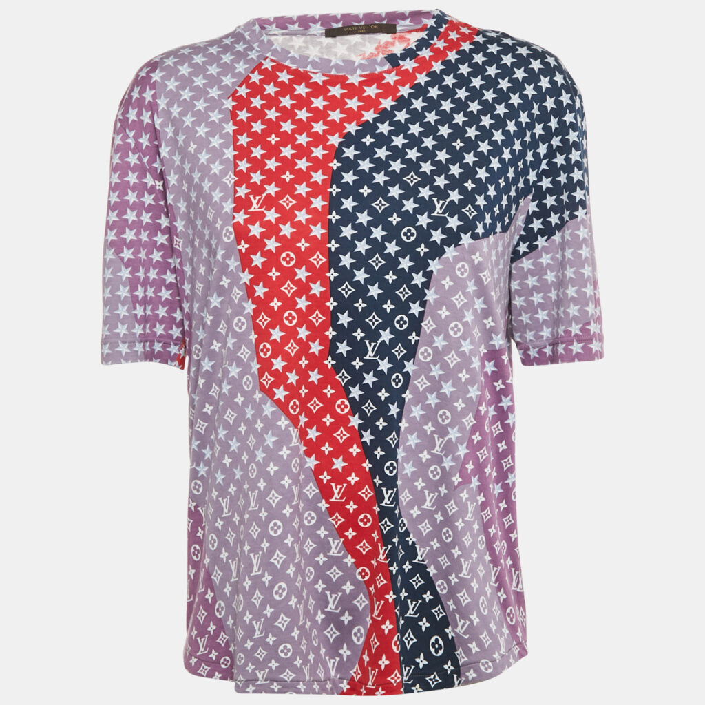 Louis Vuitton Purple Monogram Print Jersey T-Shirt L Louis Vuitton Purple Monogram Print Jersey T-Shirt L