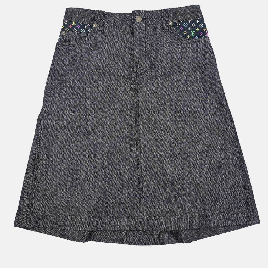 Louis Vuitton Denim Skirt Gray Size 34