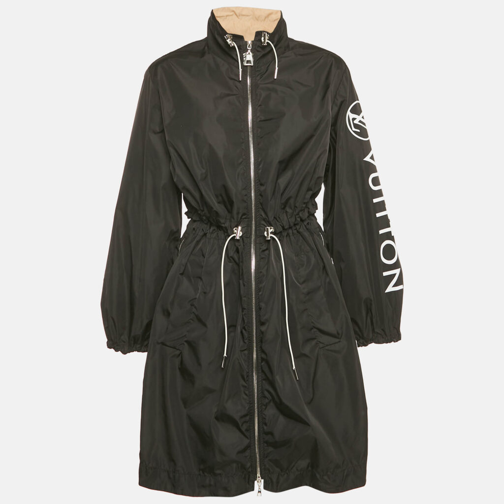 Louis Vuitton Black Logo Print Nylon Zip Detail Jacket S
