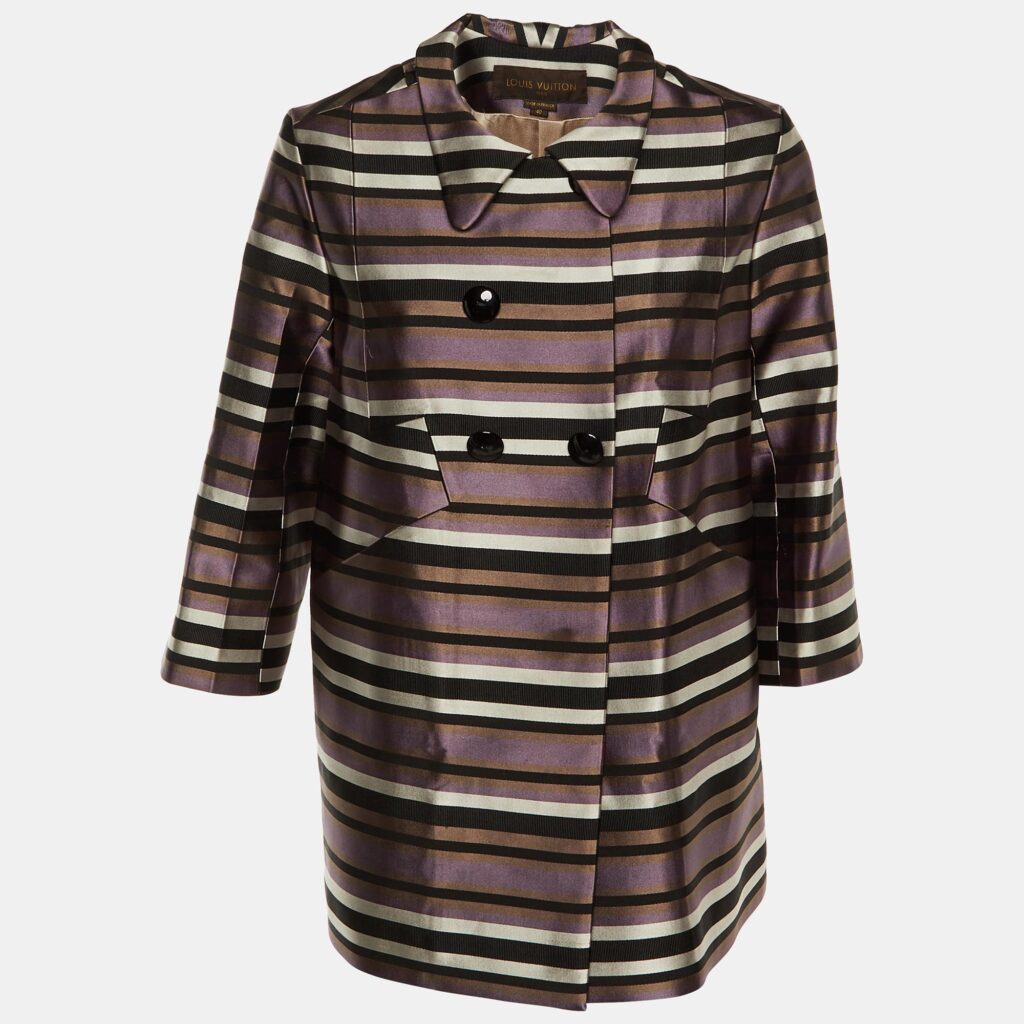Louis Vuitton Multicolor Striped Silk & Cotton Double Breasted Jacket M