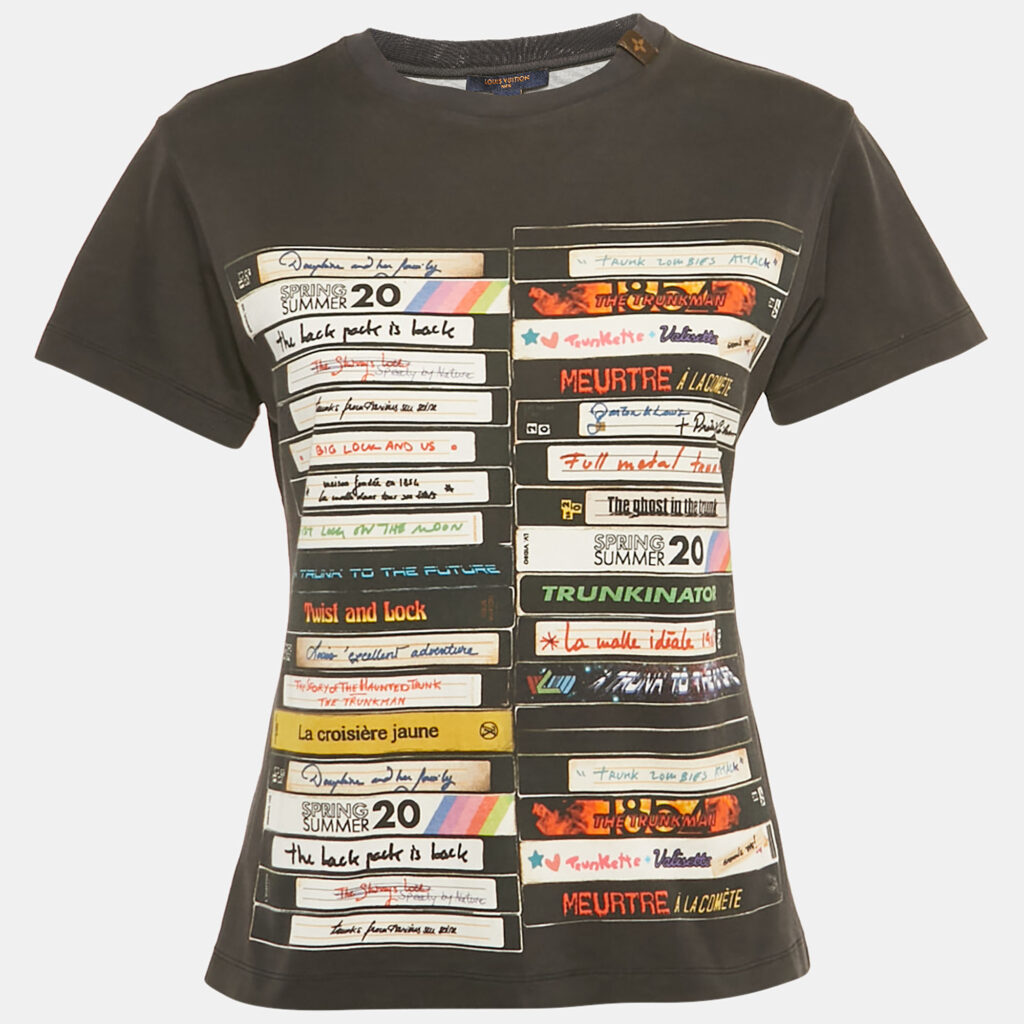 Louis Vuitton Black Printed Cotton Crew Neck T-Shirt XS