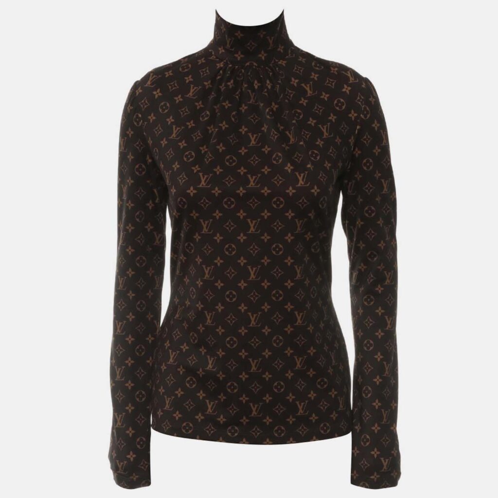 Louis Vuitton Monogram Print Long Sleeve Turtleneck Top Size S