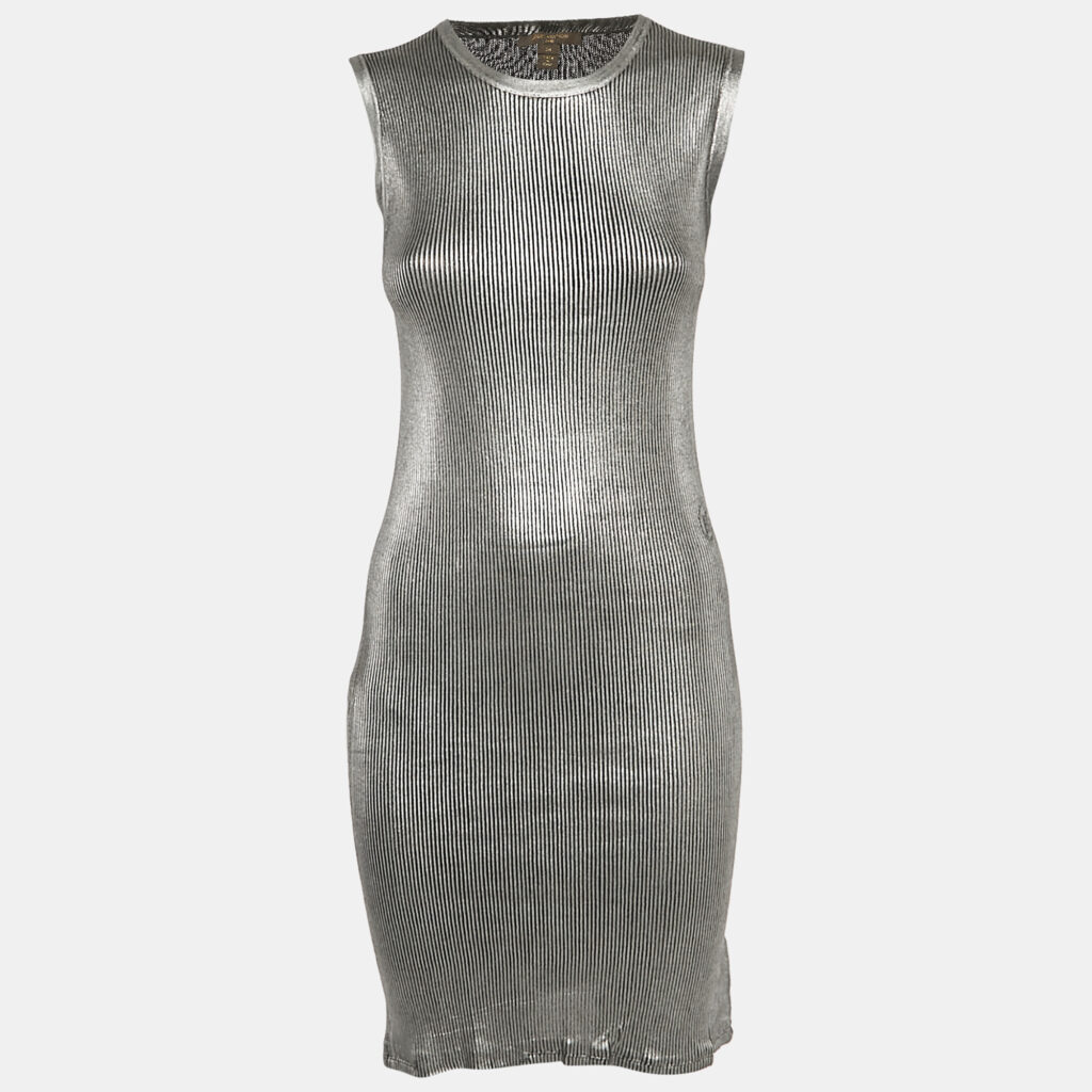 Louis Vuitton Silver Rib Knit Sleeveless Midi Dress M Louis Vuitton Silver Rib Knit Sleeveless Midi Dress M