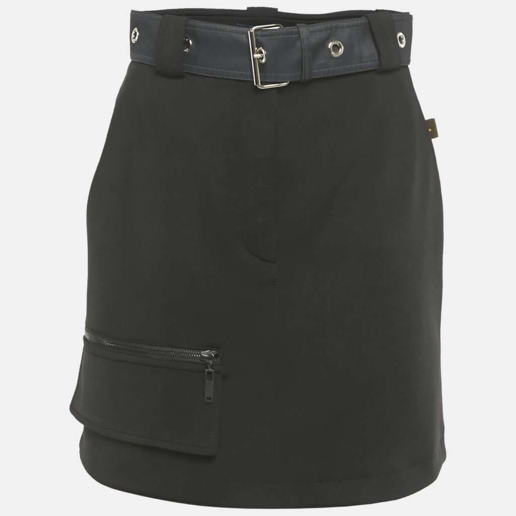 Louis Vuitton Black Jersey Belted Mini Skirt M Louis Vuitton Black Jersey Belted Mini Skirt M