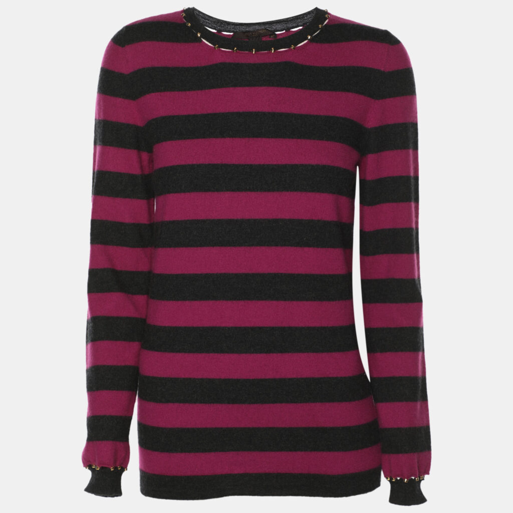 luxury-women-louis-vuitton-used-clothes-p1237864-002-1.jpg Louis Vuitton Purple/Black Stripe Cashmere Blend Sweatshirt M