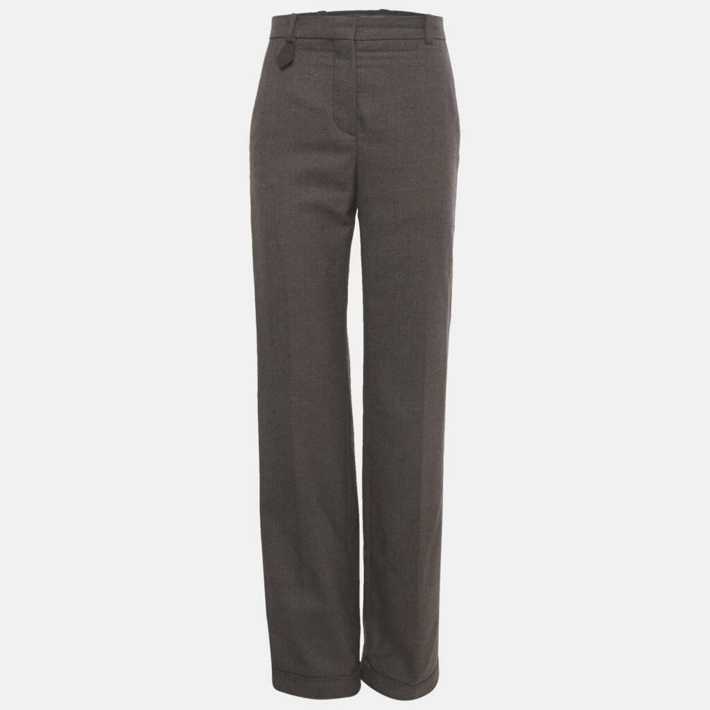 Louis Vuitton Brown Wool Straight Leg Trousers S