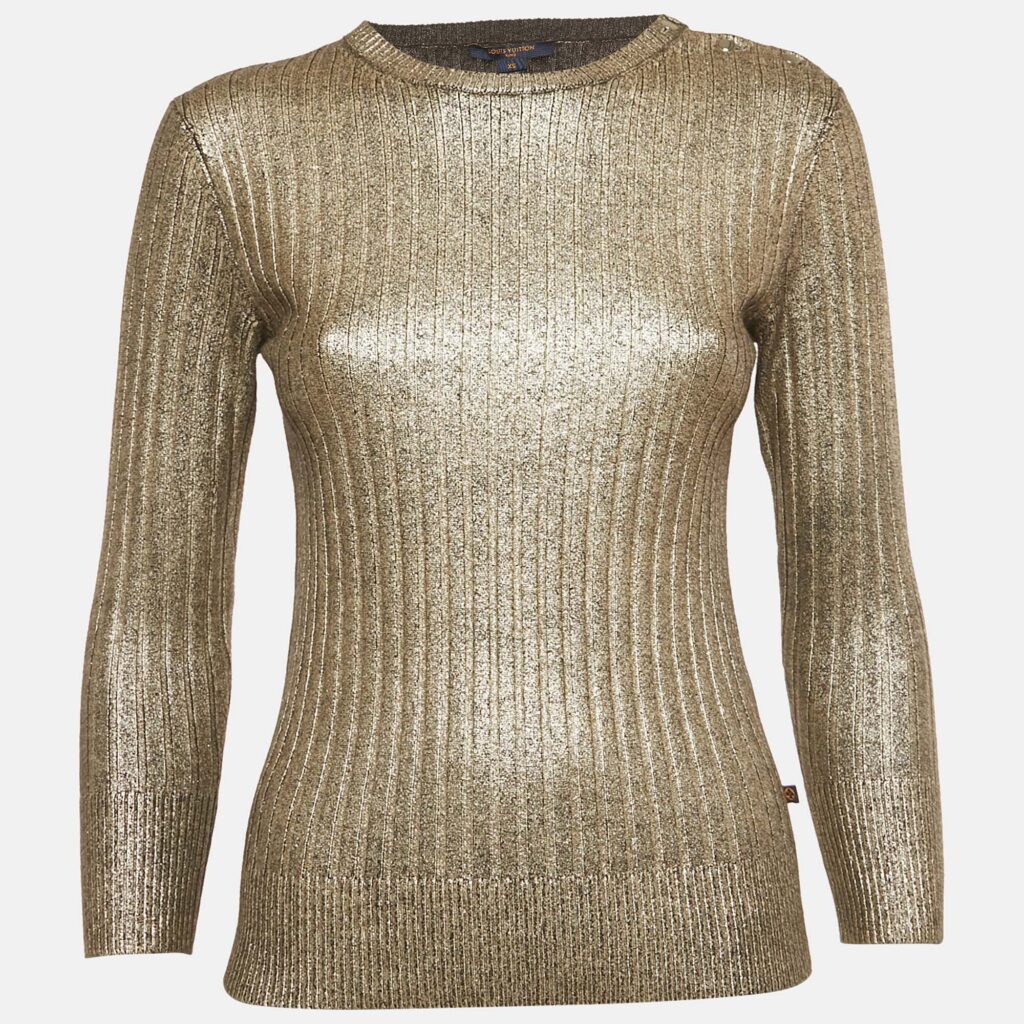 Louis Vuitton Metallic Rib Knit Pullover XS