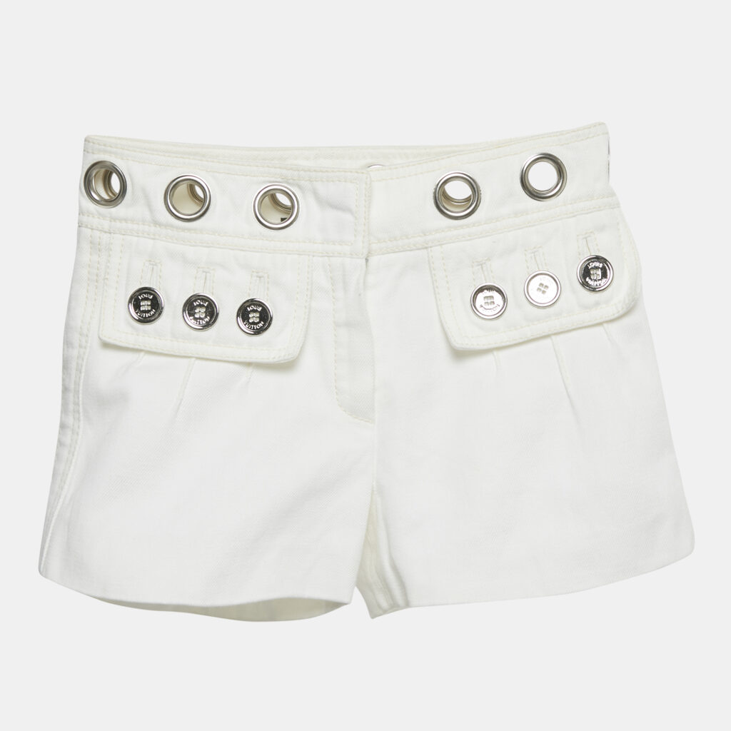 Louis Vuitton White Denim Grommet Detail Short S Waist 25" Louis Vuitton White Denim Grommet Detail Short S Waist 25"