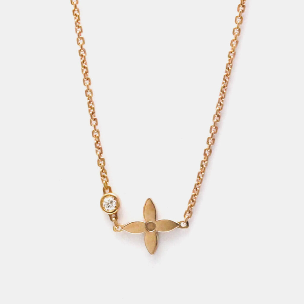 Louis Vuitton 18K Pink Gold Diamond Pendentif Monogram Idylle Pendant Necklace Louis Vuitton 18K Pink Gold Diamond Pendentif Monogram Idylle Pendant Necklace
