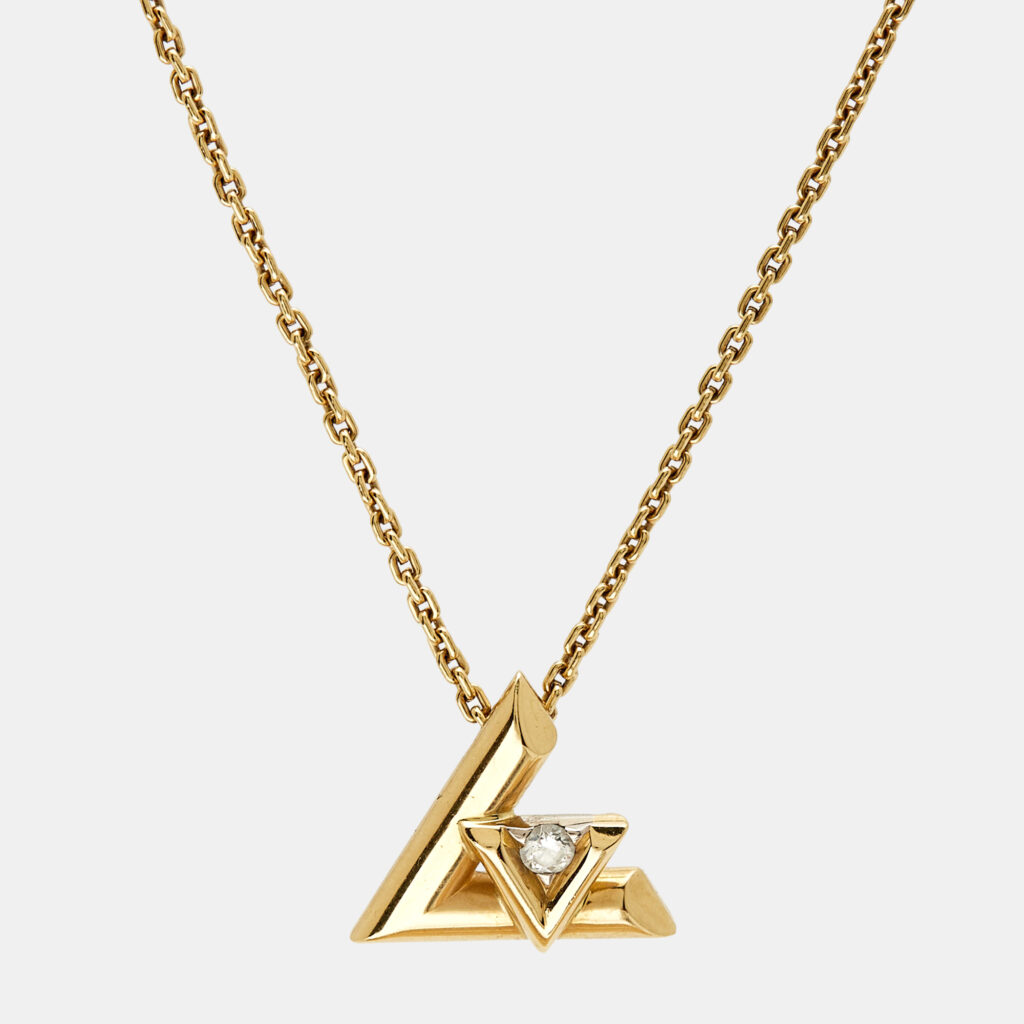 Louis Vuitton LV Volt Diamond 18k Yellow Gold Small Model Necklace