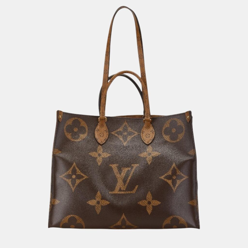 Louis Vuitton Brown Coated Canvas Leather Monogram Reverse OnTheGo MM Handbag