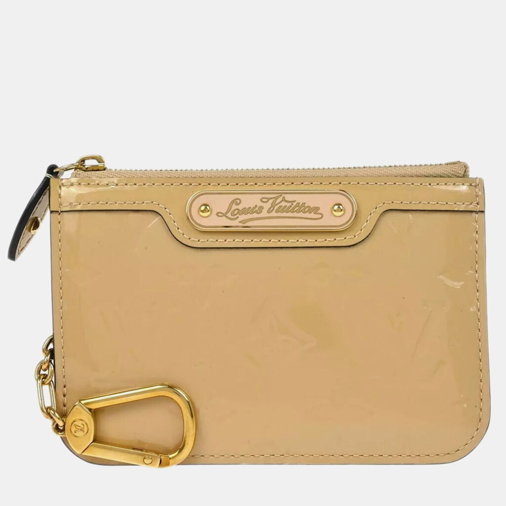Louis Vuitton Beige Monogram Vernis Leather Pochette Cles Coin Purse Louis Vuitton Beige Monogram Vernis Leather Pochette Cles Coin Purse