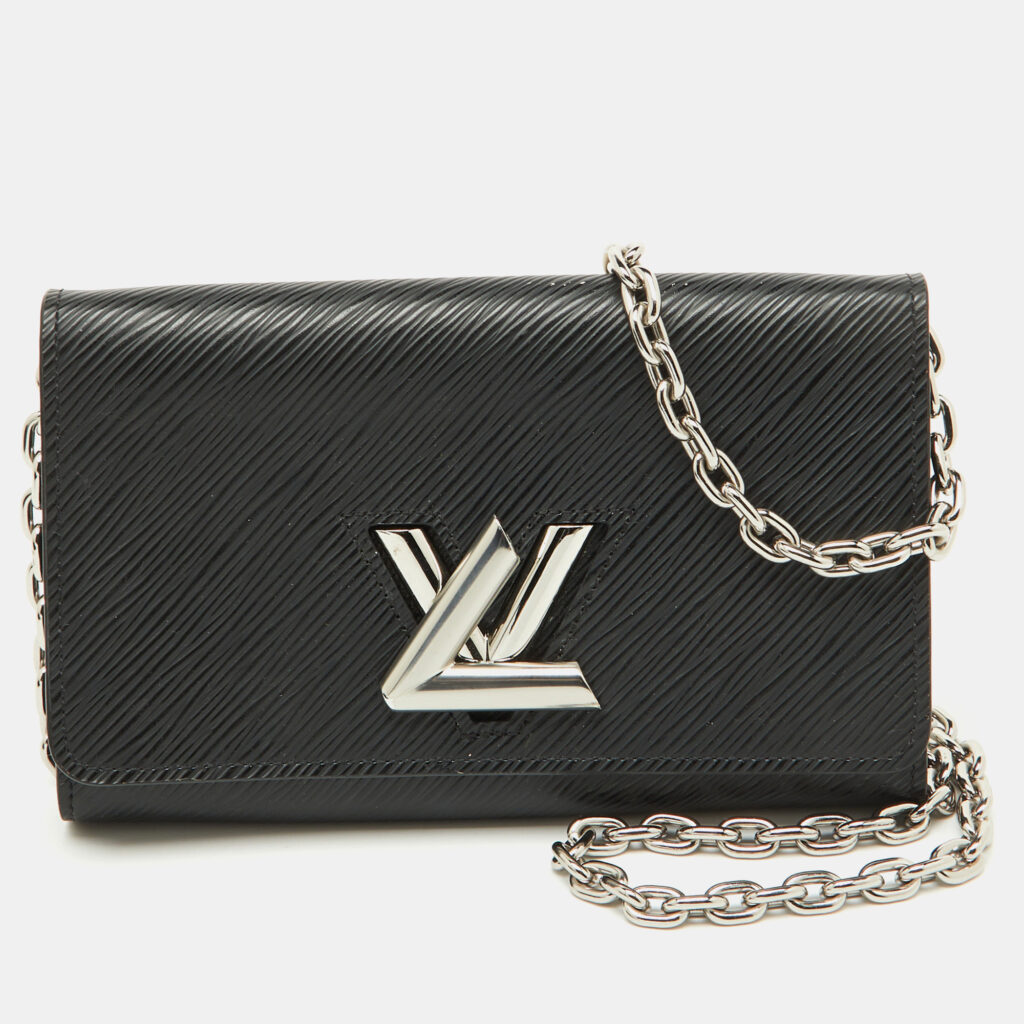 Louis Vuitton Black Epi Leather Twist Wallet on Chain Louis Vuitton Black Epi Leather Twist Wallet on Chain