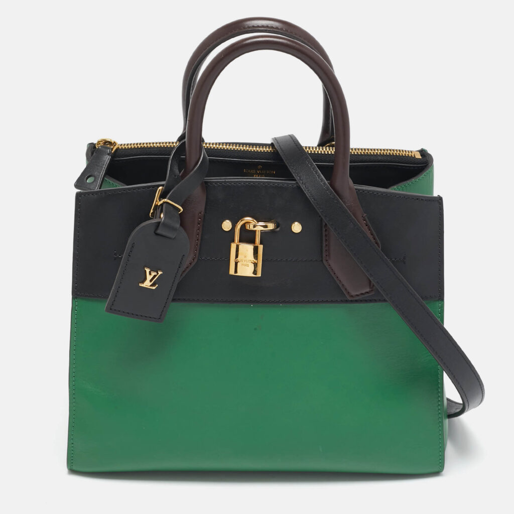 Louis Vuitton Green/Brown Leather City Steamer PM Bag Louis Vuitton Green/Brown Leather City Steamer PM Bag