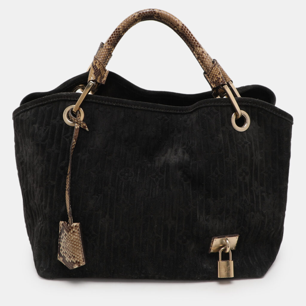 Louis Vuitton Black Monogram Embossed Suede Limited Edition Whisper PM Bag Louis Vuitton Black Monogram Embossed Suede Limited Edition Whisper PM Bag