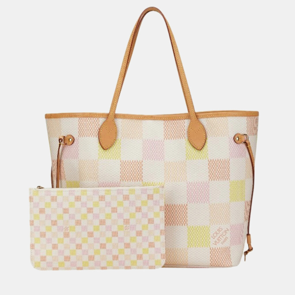 Louis Vuitton Pastel Multicolor Coated Canvas Damier Neverfull MM Tote Bag Louis Vuitton Pastel Multicolor Coated Canvas Damier Neverfull MM Tote Bag