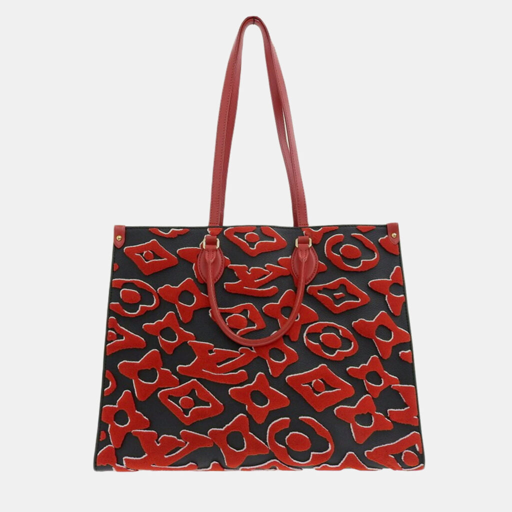 Louis Vuitton Noir, Rouge Coated Canvas Tufted OnTheGo GM Tote Bag Louis Vuitton Noir, Rouge Coated Canvas Tufted OnTheGo GM Tote Bag
