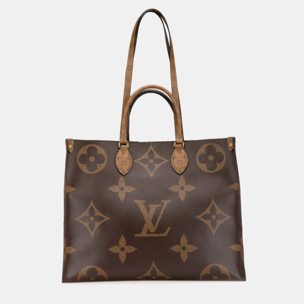 Louis Vuitton Brown Leather Monogram Giant Reverse OnTheGo GM Shoulder Bag Louis Vuitton Brown Leather Monogram Giant Reverse OnTheGo GM Shoulder Bag