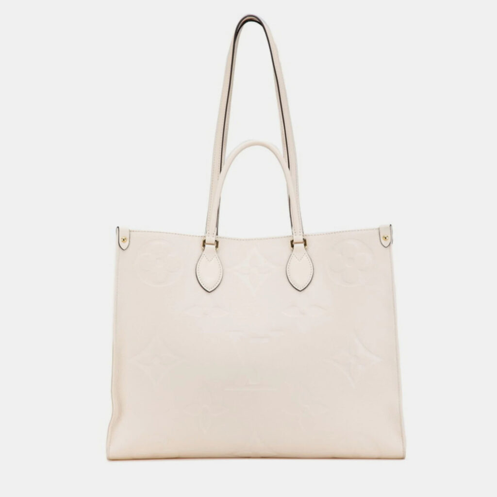 Louis Vuitton OnTheGo GM White Leather Monogram Empreinte Giant Shoulder Bag Louis Vuitton OnTheGo GM White Leather Monogram Empreinte Giant Shoulder Bag