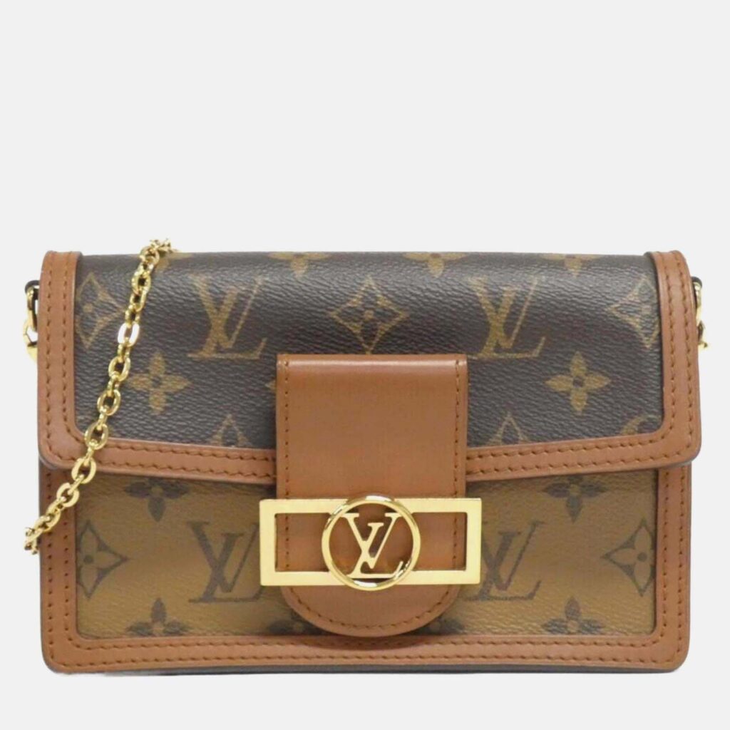 Louis Vuitton Dauphine Brown Reverse Monogram Chain Wallet Louis Vuitton Dauphine Brown Reverse Monogram Chain Wallet