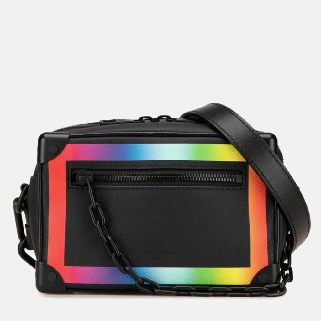 Louis Vuitton Soft Trunk Mini Black Rainbow Taiga Leather Shoulder Bag