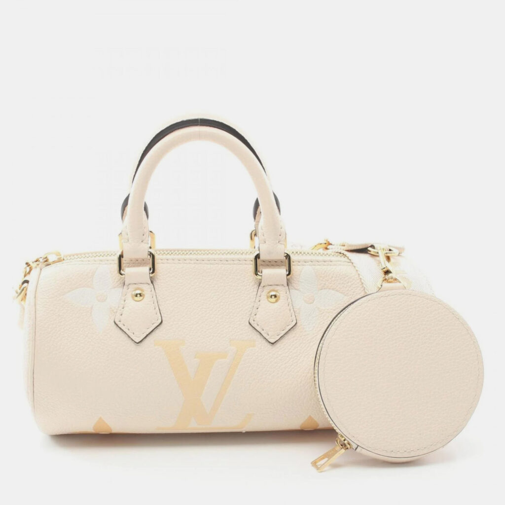 Louis Vuitton Papillon BB Leather Ivory Beige Monogram Empreinte Creme Saffron Handbag Louis Vuitton Papillon BB Leather Ivory Beige Monogram Empreinte Creme Saffron Handbag