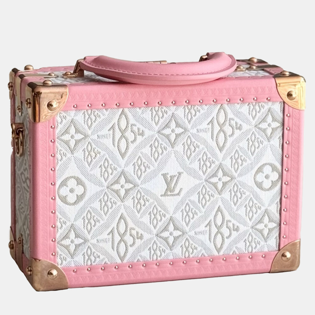 Louis Vuitton Since 1854 Bleeker Box Pink & White Jacquard Top Handle Bag Louis Vuitton Since 1854 Bleeker Box Pink & White Jacquard Top Handle Bag