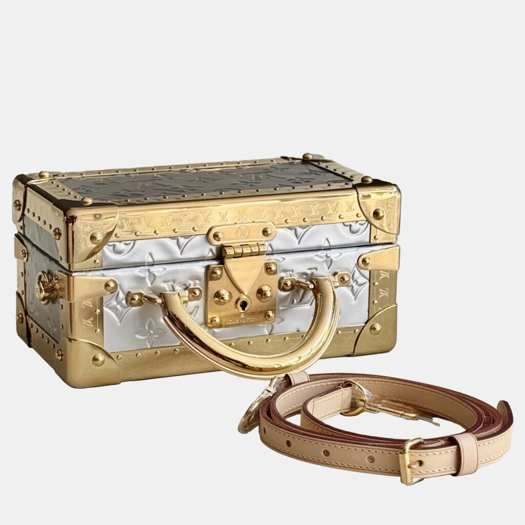Louis Vuitton Valisette Tresor Sea Gold Sunset White Mini Hard Trunk Runway Piece Louis Vuitton Valisette Tresor Sea Gold Sunset White Mini Hard Trunk Runway Piece