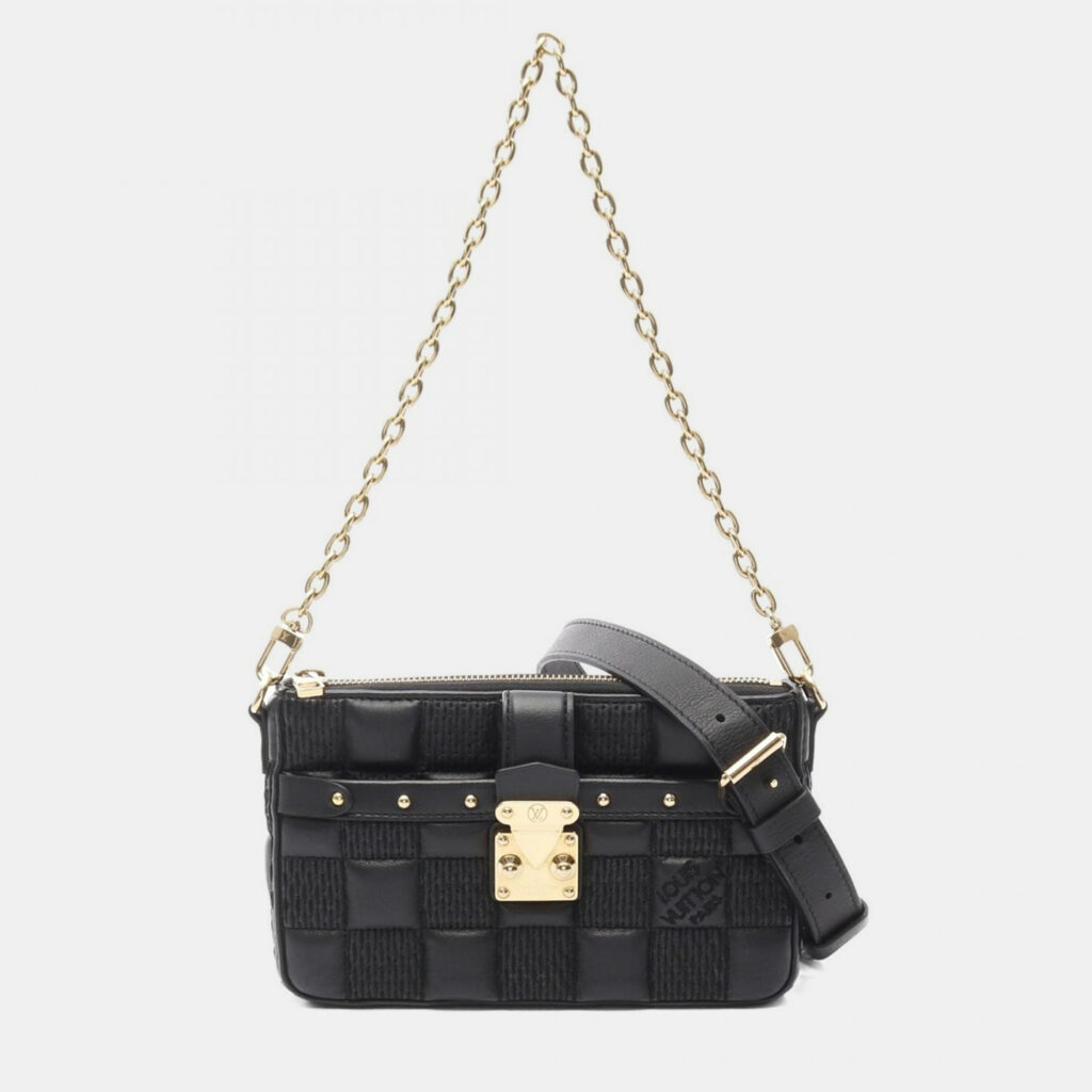 Louis Vuitton Troca Pochette Damier Black Quilt Lambskin Shoulder Bag