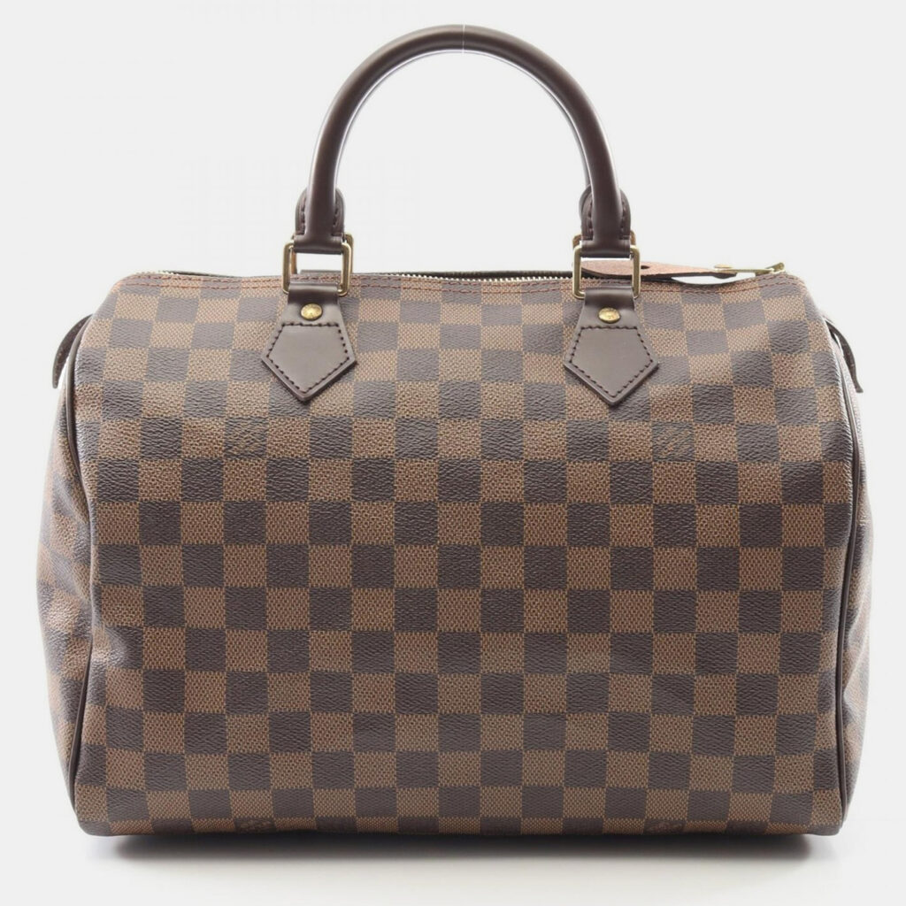 Louis Vuitton Speedy 30 Damier Ebene Canvas Leather Handbag Louis Vuitton Speedy 30 Damier Ebene Canvas Leather Handbag