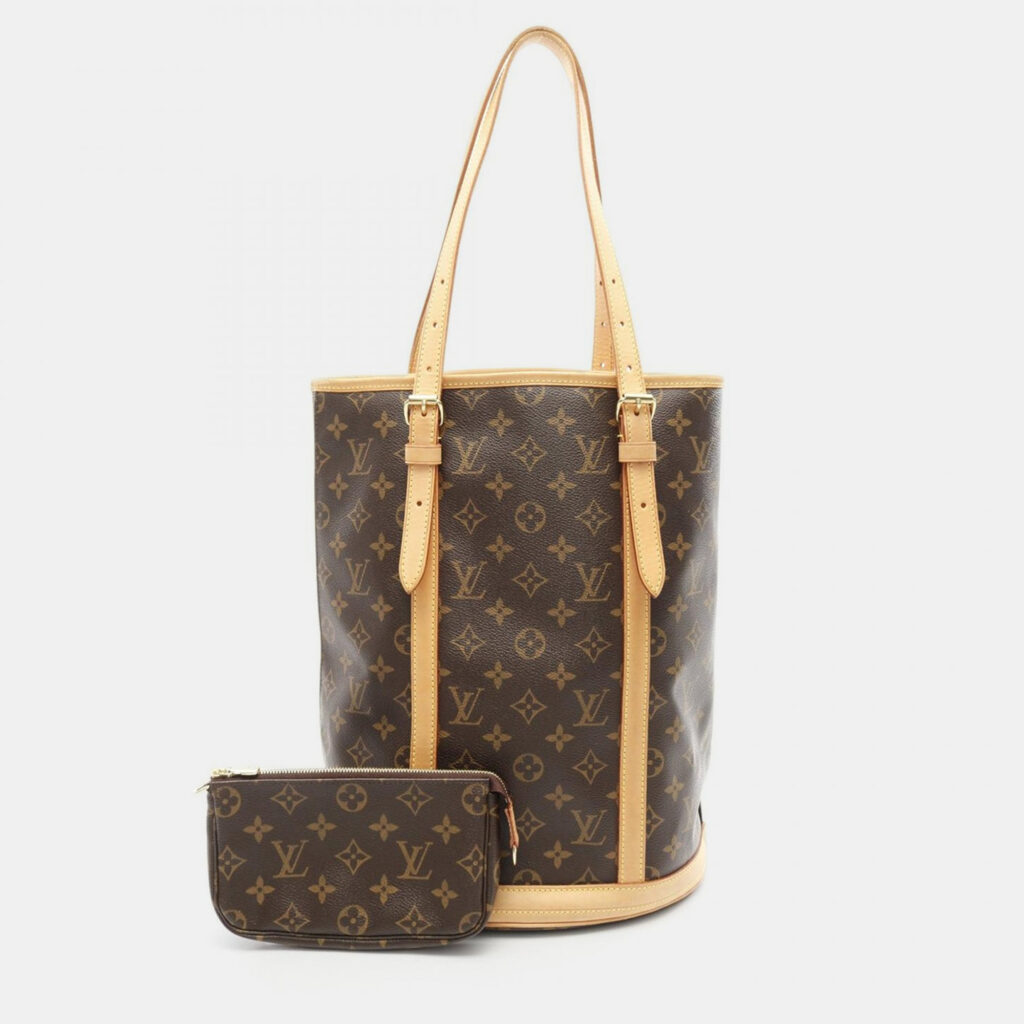 Louis Vuitton Bucket 27 GM Brown Monogram Canvas Shoulder Tote Bag Louis Vuitton Bucket 27 GM Brown Monogram Canvas Shoulder Tote Bag