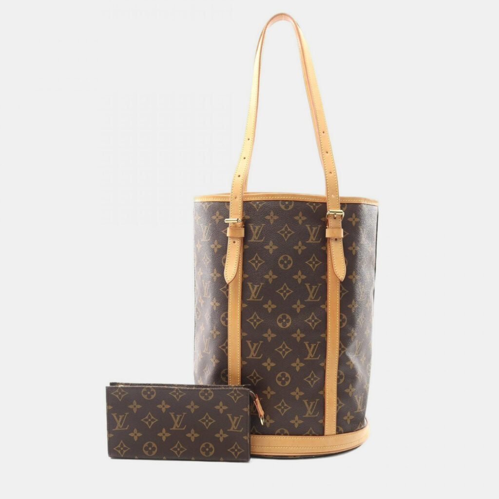 Louis Vuitton Bucket 27 GM Brown Monogram Canvas Shoulder Tote Bag Louis Vuitton Bucket 27 GM Brown Monogram Canvas Shoulder Tote Bag