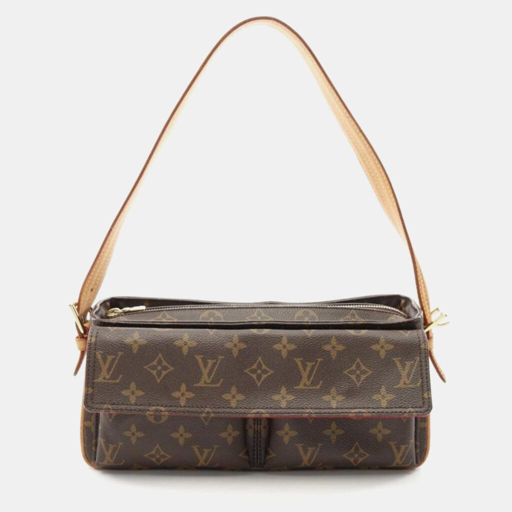 Louis Vuitton Vivacite MM Brown Monogram Canvas Shoulder Bag Louis Vuitton Vivacite MM Brown Monogram Canvas Shoulder Bag
