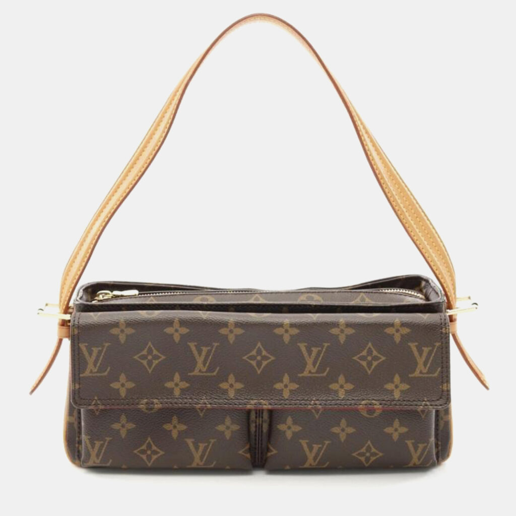 Louis Vuitton Vivacite MM Brown Monogram Canvas Shoulder Bag Louis Vuitton Vivacite MM Brown Monogram Canvas Shoulder Bag