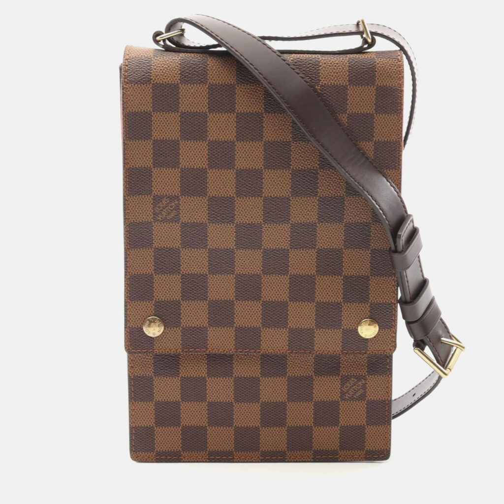 Louis Vuitton Portobello Damier Ebene Leather Shoulder Bag Louis Vuitton Portobello Damier Ebene Leather Shoulder Bag