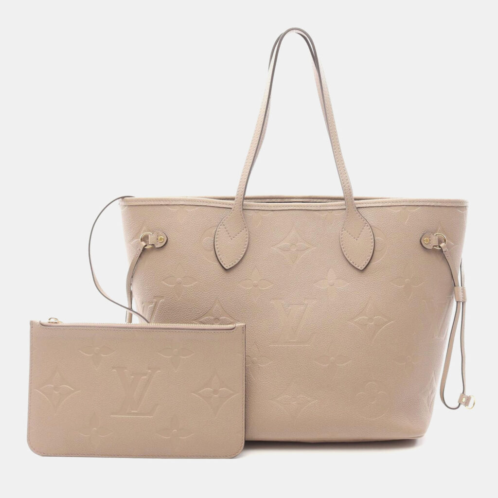 Louis Vuitton Neverfull MM Beige Monogram Empreinte Leather Tote Bag Louis Vuitton Neverfull MM Beige Monogram Empreinte Leather Tote Bag
