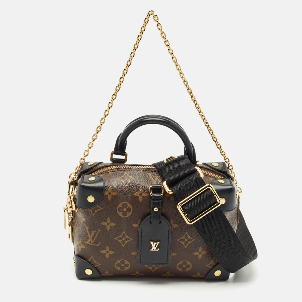 luxury-women-louis-vuitton-used-handbags-p1178588-013.jpg Louis Vuitton Black Monogram Canvas and Leather Petite Malle Souple Bag