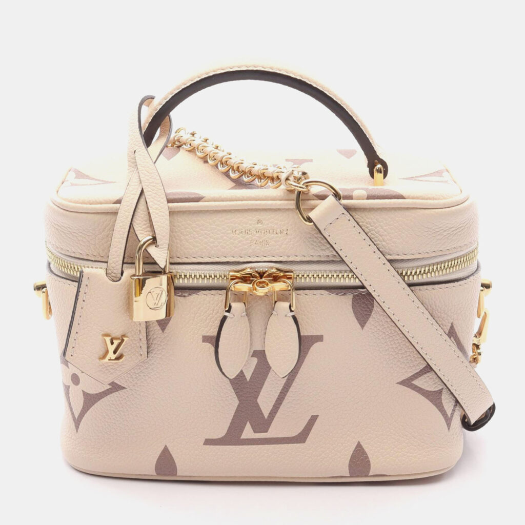Louis Vuitton Vanity PM Beige/Brown Tone Monogram Empreinte Leather Top Handle Bag Louis Vuitton Vanity PM Beige/Brown Tone Monogram Empreinte Leather Top Handle Bag